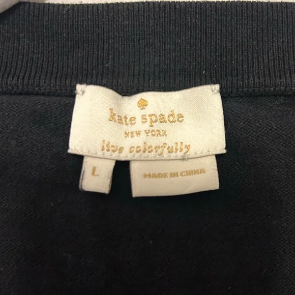 Kate Spade Gold Studded Black Cardigan Sweater | “Call Your Mom” - Picture 5 of 6